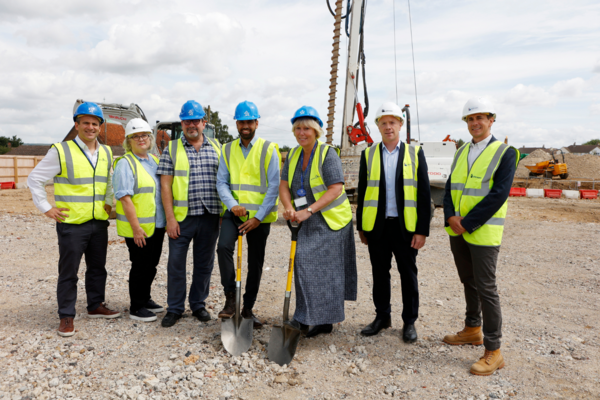 MBC Councillors Maureen Cleator and Simon Wales with colleagues from Golding Homes and Skillcrown at the start of the Cambridge Crescent redevelopment. (Supplied by Golding Homes) MBC Councillors Maureen Cleator and Simon Wales with colleagues from Golding Homes and Skillcrown at the start of the Cambridge Crescent redevelopment. (Supplied by Golding Homes)