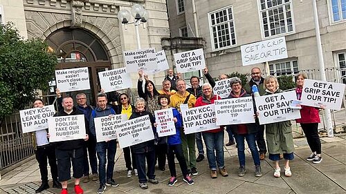 Protestors outside County Hall