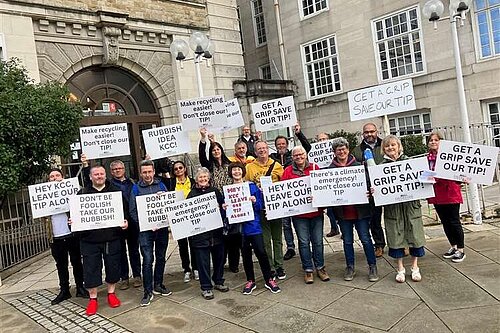 Protestors outside County Hall